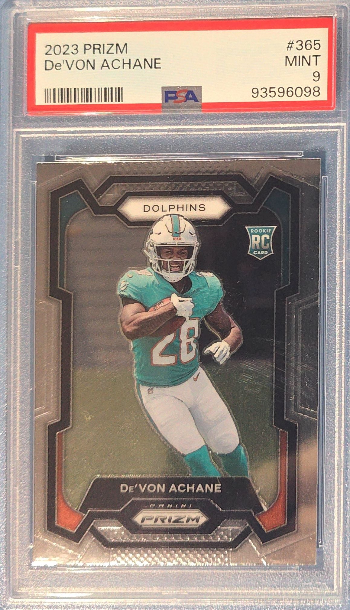 De'Von Achane 2023 Panini Prizm Rookie #365 (RC) PSA 9