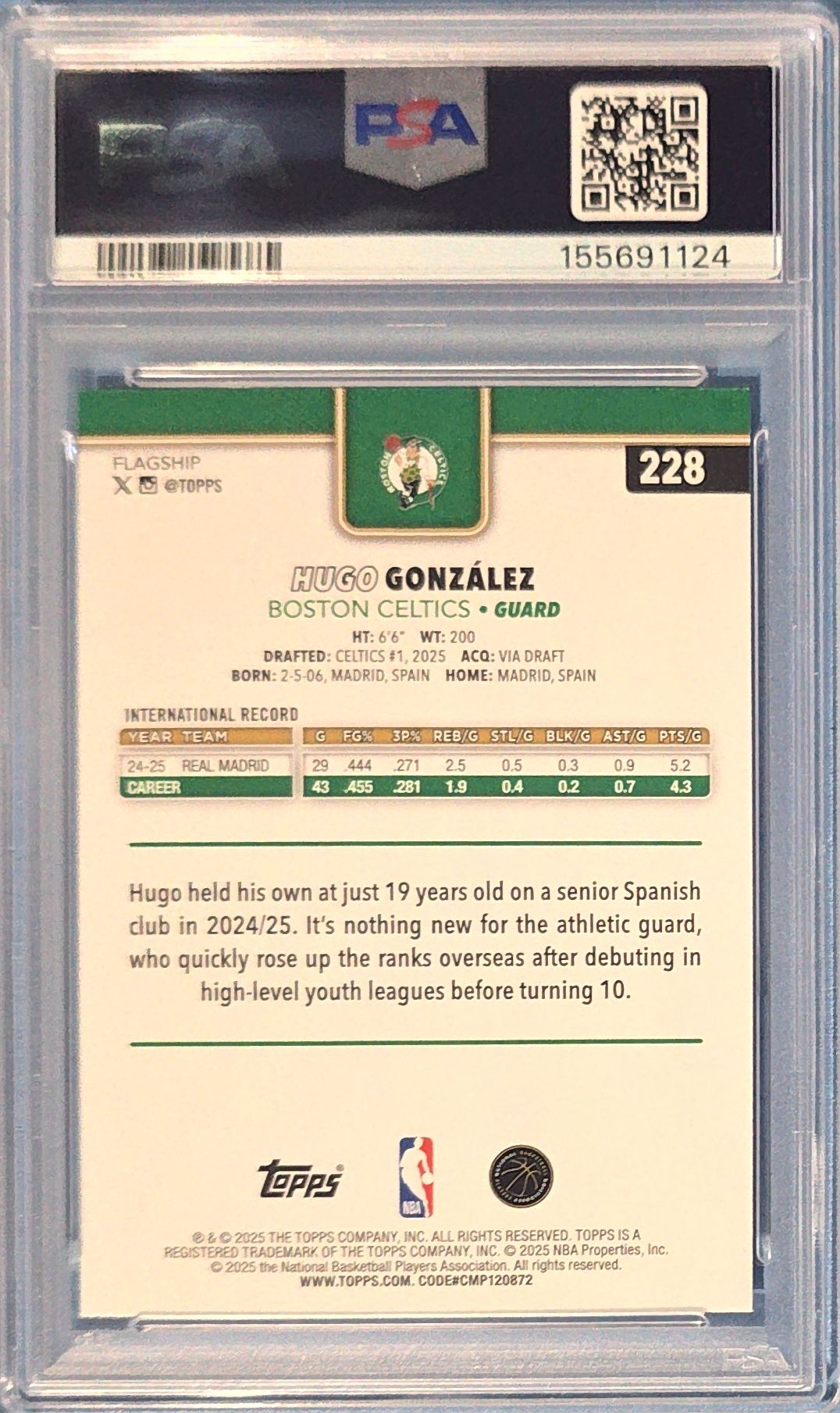 Hugo Gonzalez 2024-2025 Topps Rookie #228 (RC) PSA 9 Cert x24