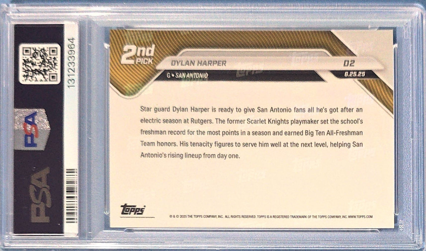 Dylan Harper 2025 Topps Now Draft Rookie #D2 (RC) PSA 9 Cert x64