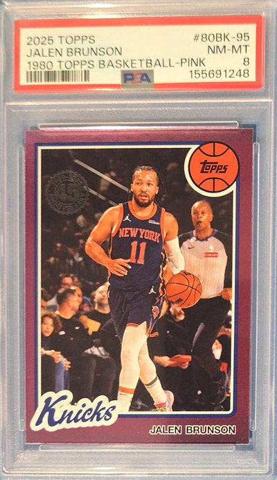 Jalen Brunson 2025 Topps 1980 Topps Basketball - Pink #80BK-95 PSA 8
