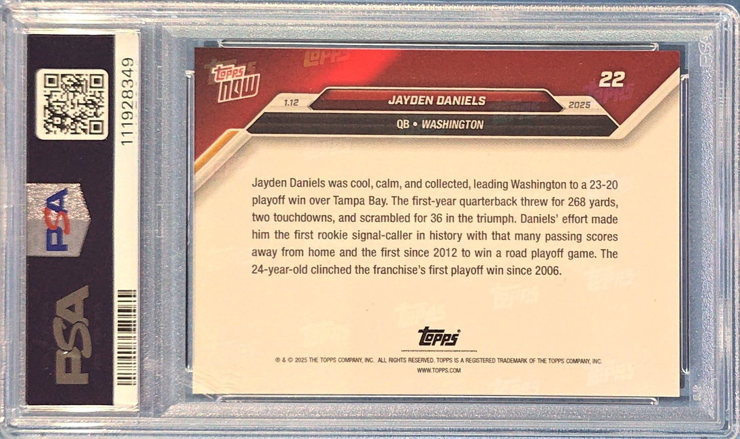 Jayden Daniels 2025 Topps Now Rookie #22 (RC) PSA 7