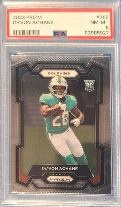 De'Von Achane 2023 Panini Prizm Rookie #365 (RC) PSA 8 Cert x27