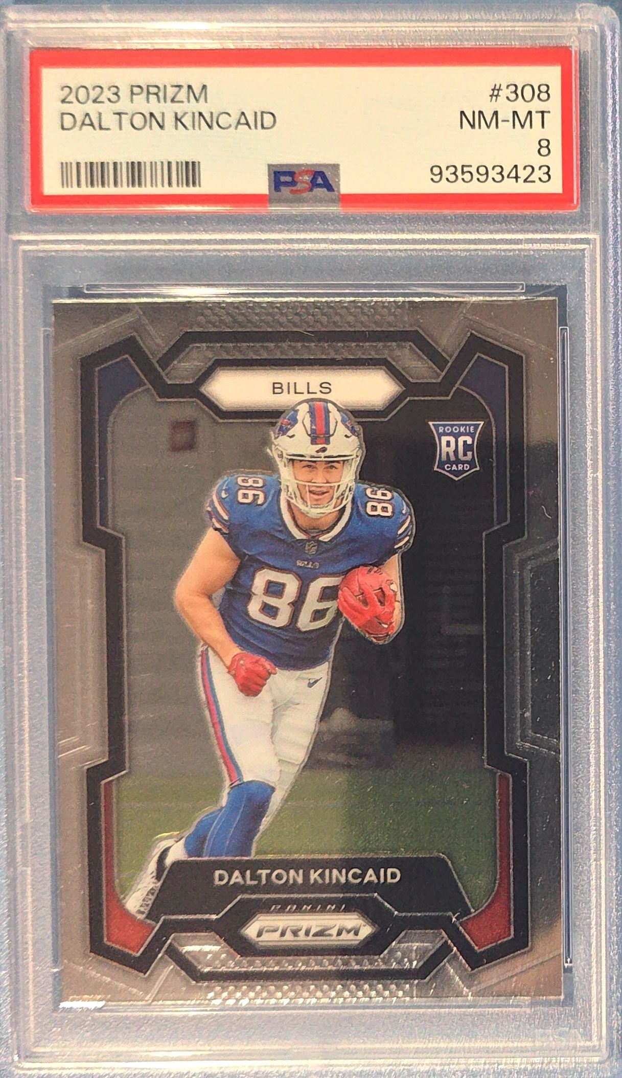 Dalton Kincaid 2023 Panini Prizm Rookie #308 (RC) PSA 8 Cert x23