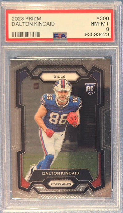 Dalton Kincaid 2023 Panini Prizm Rookie #308 (RC) PSA 8 Cert x23