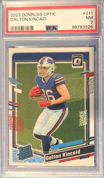 Dalton Kincaid 2023 Panini Donruss Optic Rated Rookie #211 (RC) PSA 7