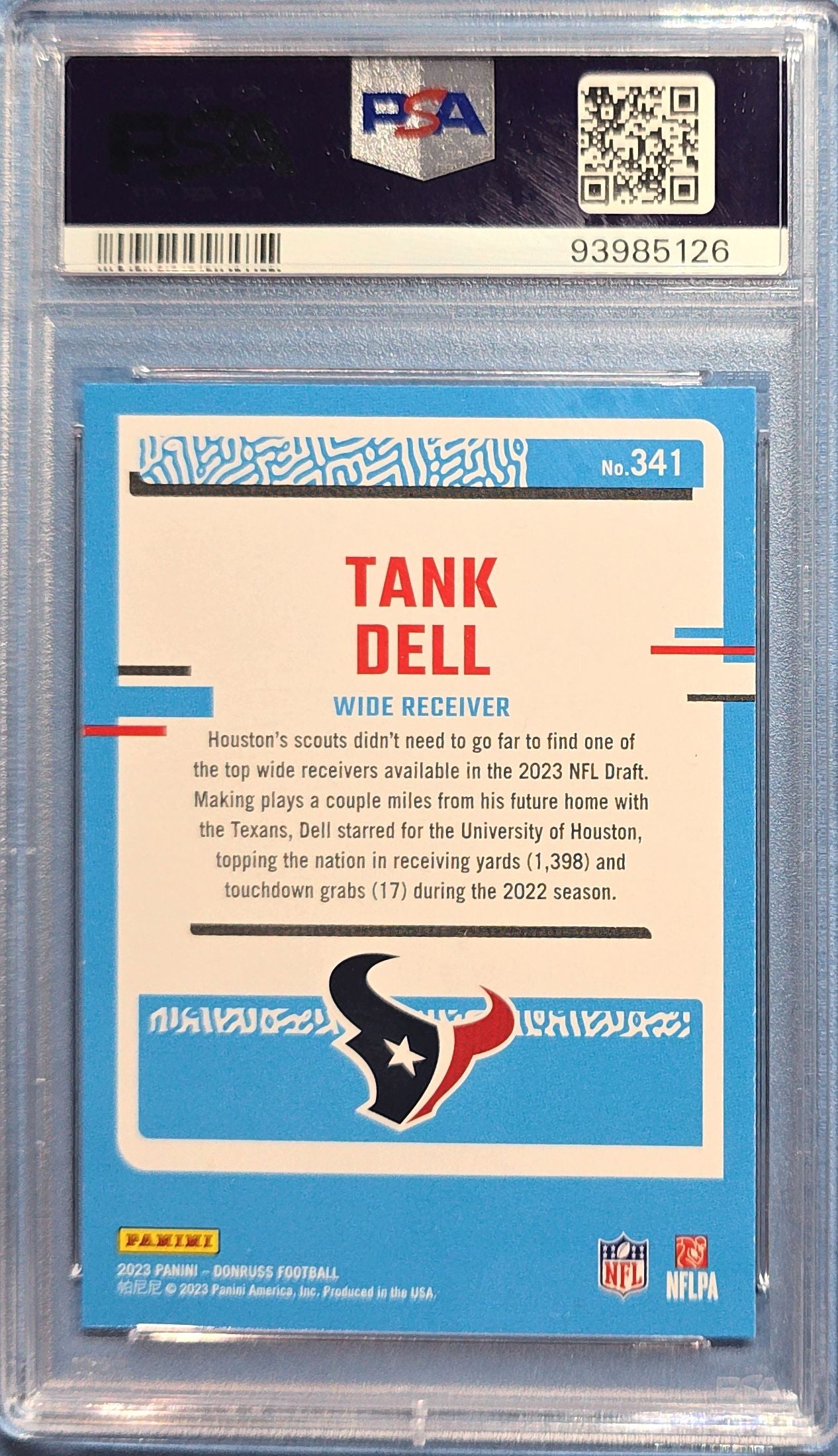 Tank Dell 2023 Panini Donruss Rated Rookie #341 (RC) PSA 9