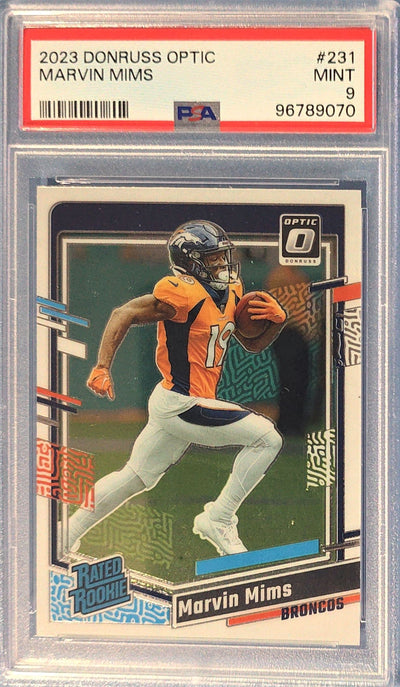 Marvin Mims 2023 Panini Donruss Optic Rated Rookie #231 (RC) PSA 9