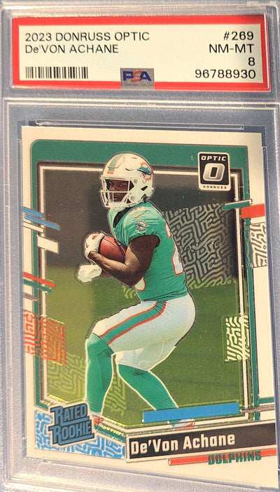 Rookie Achane 2023 Panini Donruss Optic Rated Rookie #269 (RC) PSA 8
