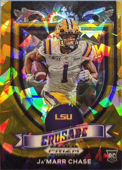 Ja'Marr Chase 2021 Panini Prizm Draft Picks - Crusade Gold Ice Prizm #162 (RC)