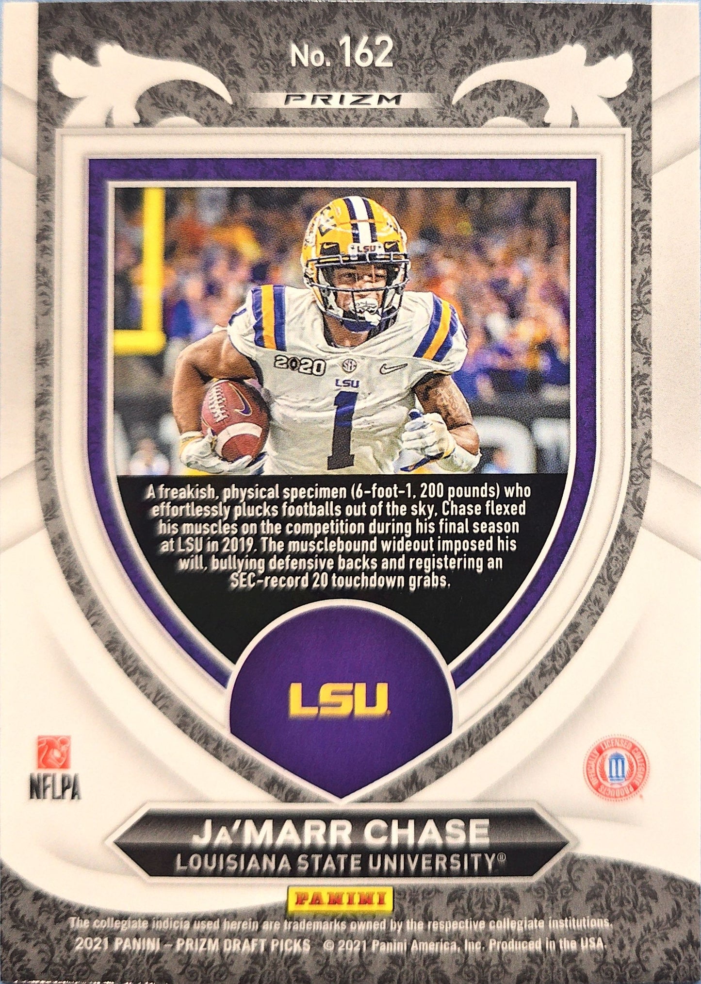 Ja'Marr Chase 2021 Panini Prizm Draft Picks - Crusade Gold Ice Prizm #162 (RC)
