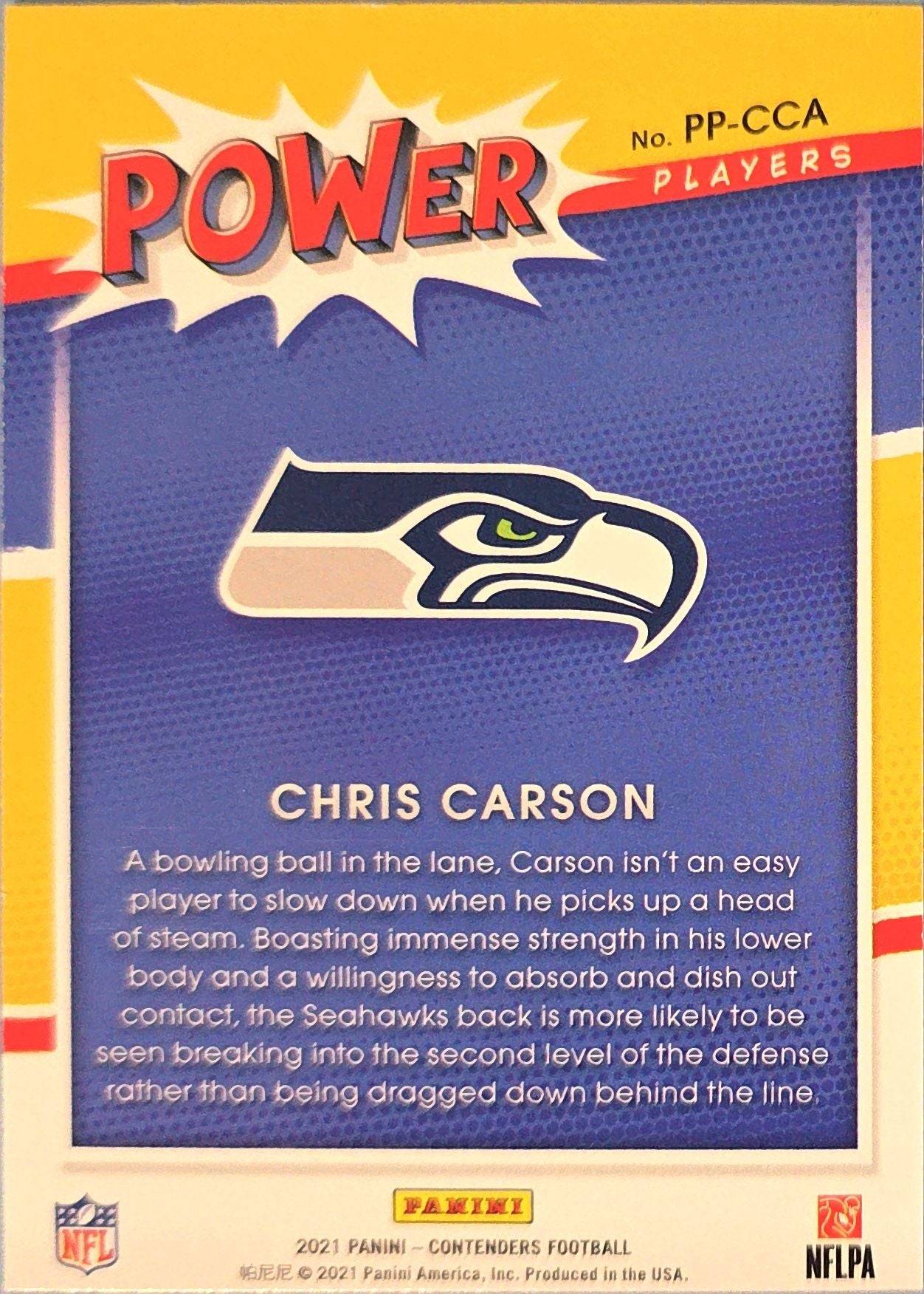 Chris Carson 2021 Panini Contenders - Power Players #PP-CCA