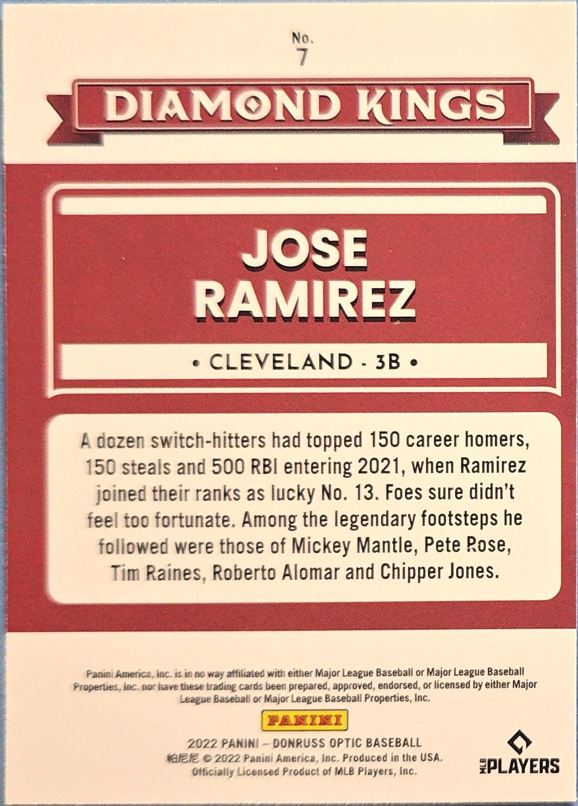 Jose Ramirez 2022 Panini Donruss Optic Diamond Kings #7