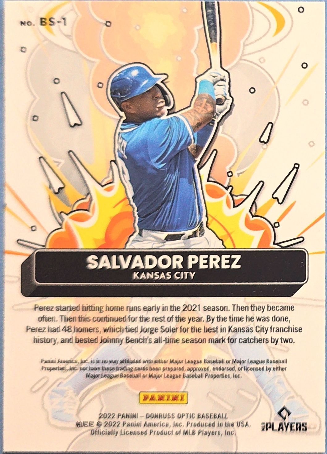 Salvador Perez 2022 Panini Donruss Optic Bomb Squad #BS-1