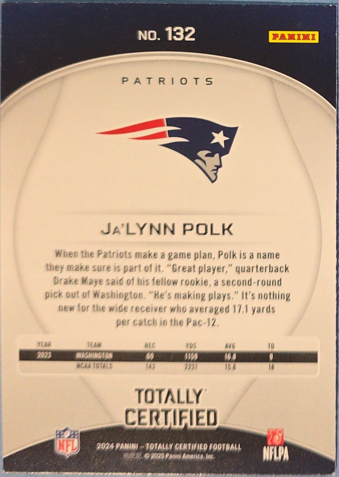 Ja'Lynn Polk 2024 Panini Totally Certified Mirror Rookie #132 (RC)