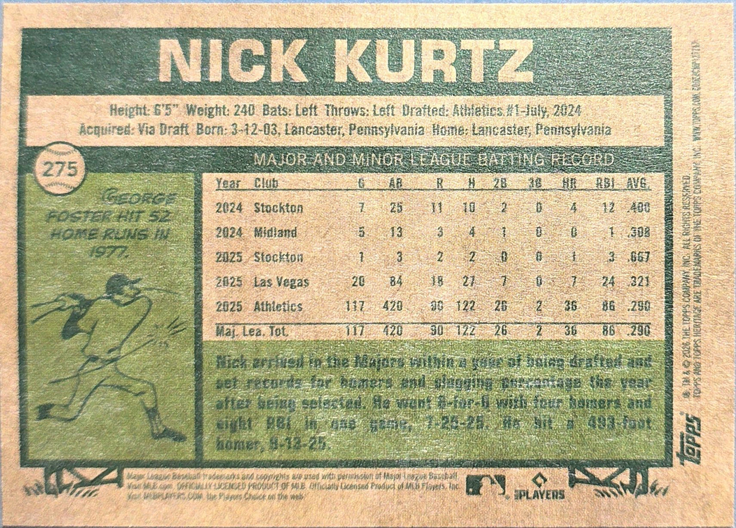 Nick Kurtz 2026 Topps Heritage Rookie #275 (RC)