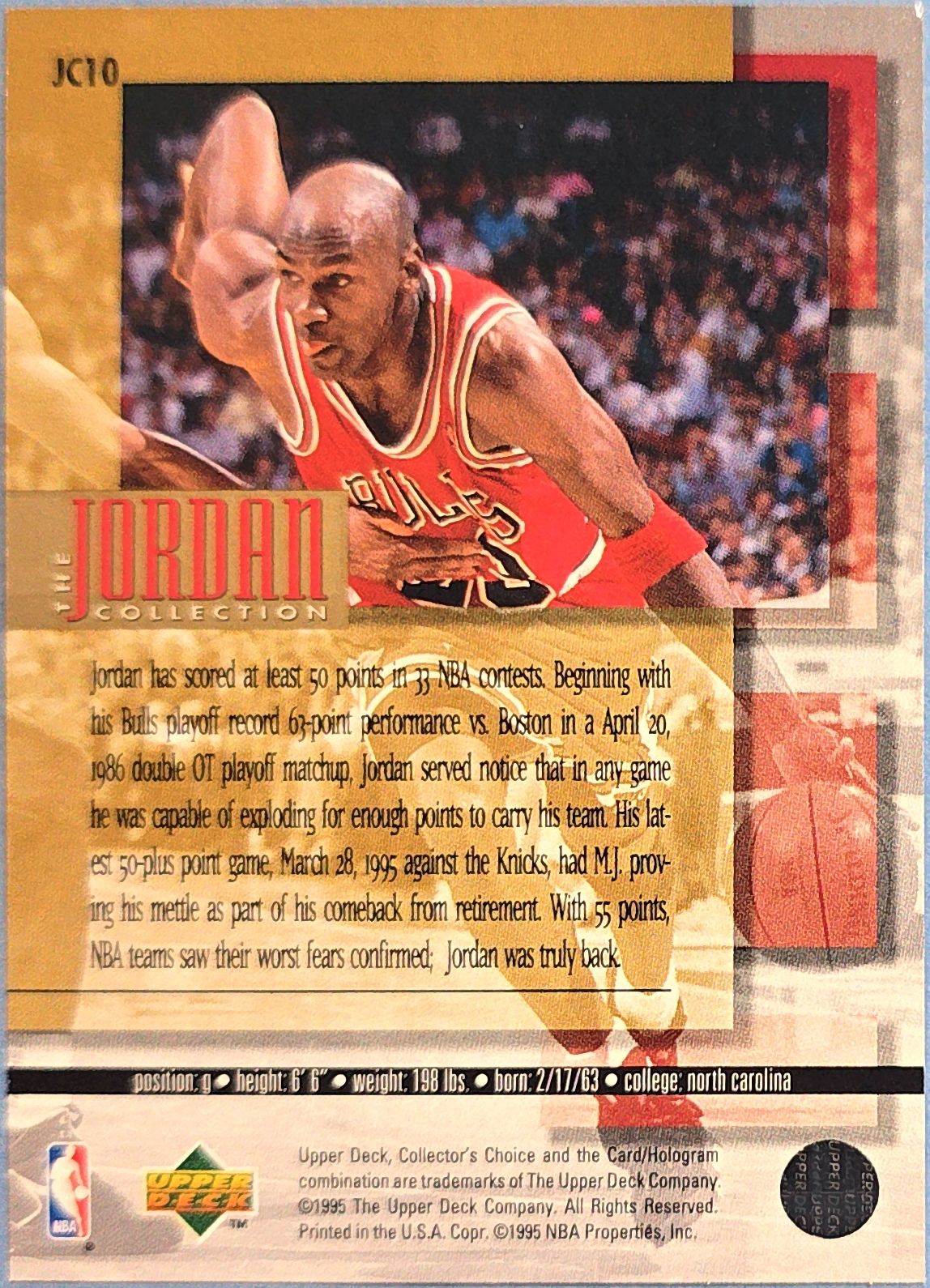 Michael Jordan 1995 Upper Deck Collector's Choice 'High Scoring Games' #JC10