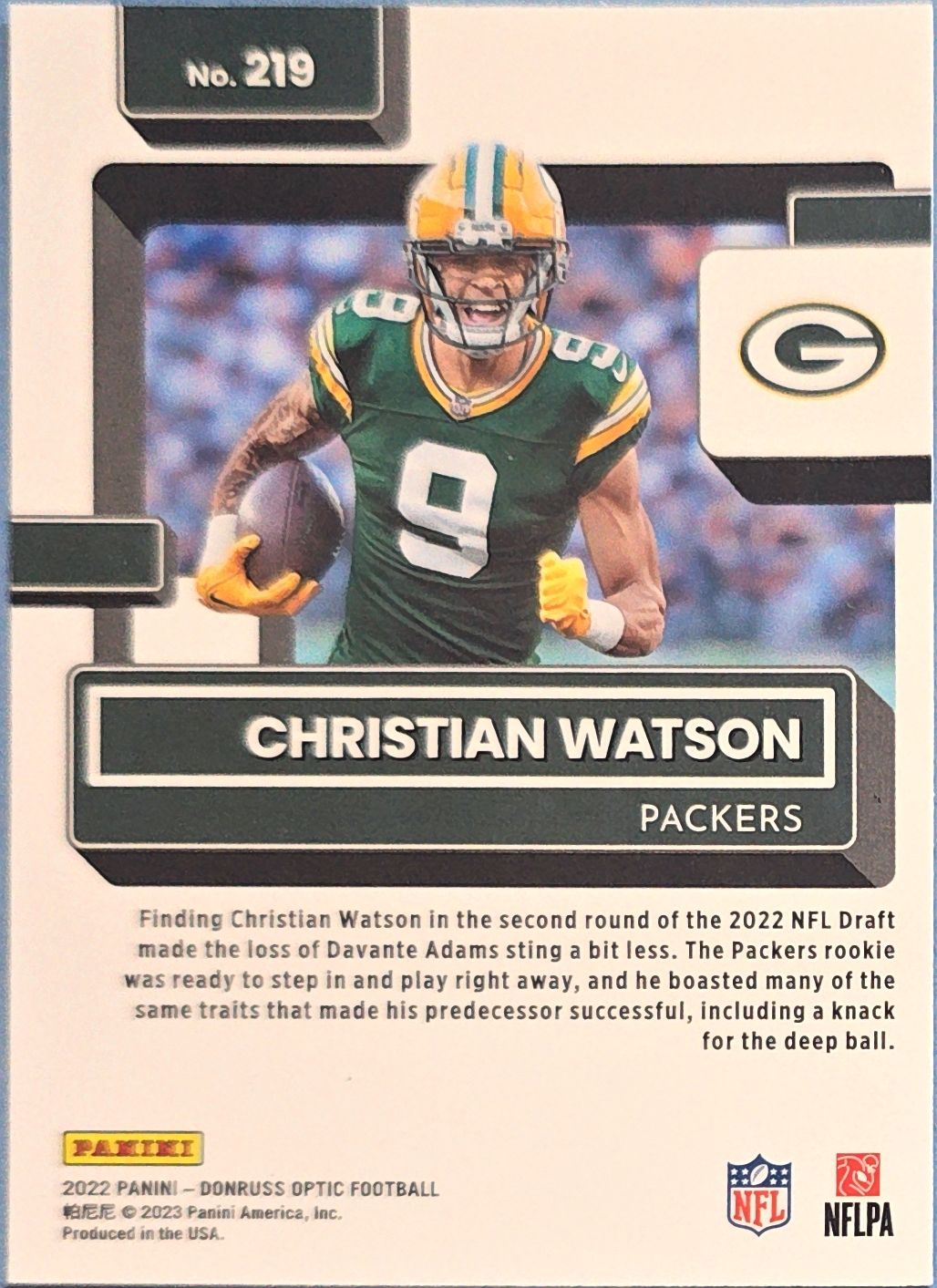 Christian Watson 2022 Donruss Oprice Rated Rookie #219 (RC)