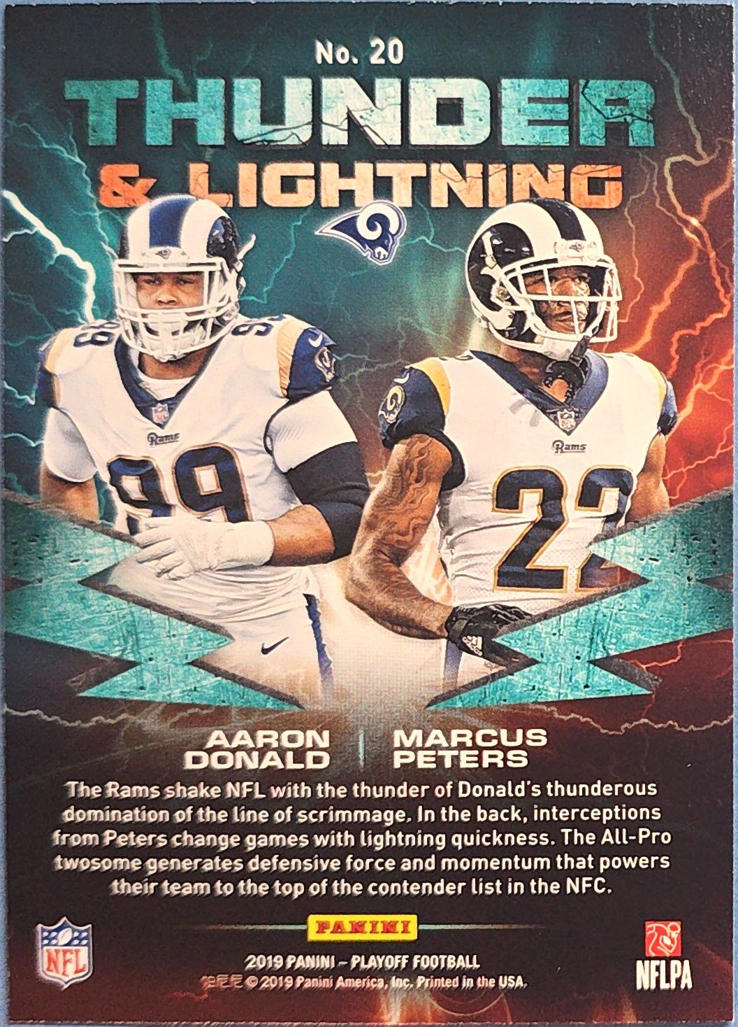 Aaron Donald & Marcus Peters 2019 Panini Playoff 'Thunder & Lightning' #20