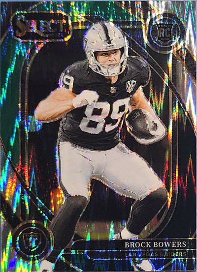 Brock Bowers 2024 Panini Select Black & Green Shock Prizm Rookie #222 (RC)