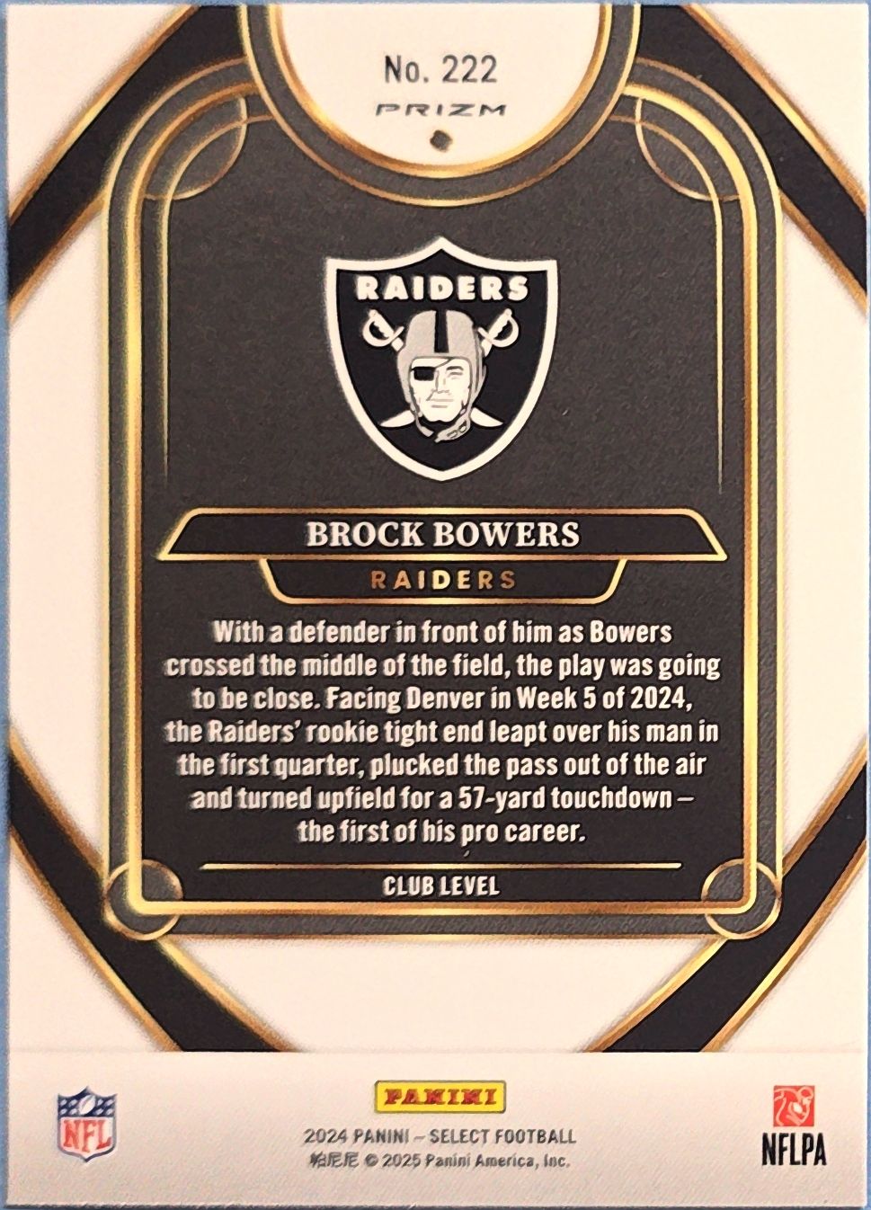 Brock Bowers 2024 Panini Select Black & Green Shock Prizm Rookie #222 (RC)