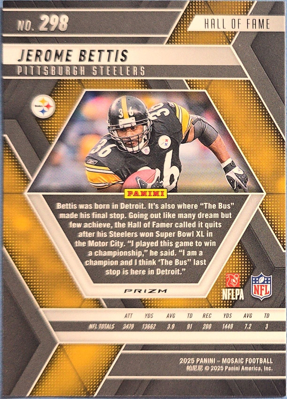 Jerome Bettis 2025 Panini Camo Pink Mosaic Hall of Fame #298
