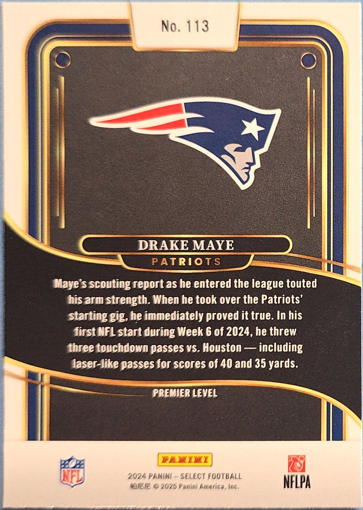 Drake Maye 2024 Panini Select -Premier Level- Rookie #113 (RC)