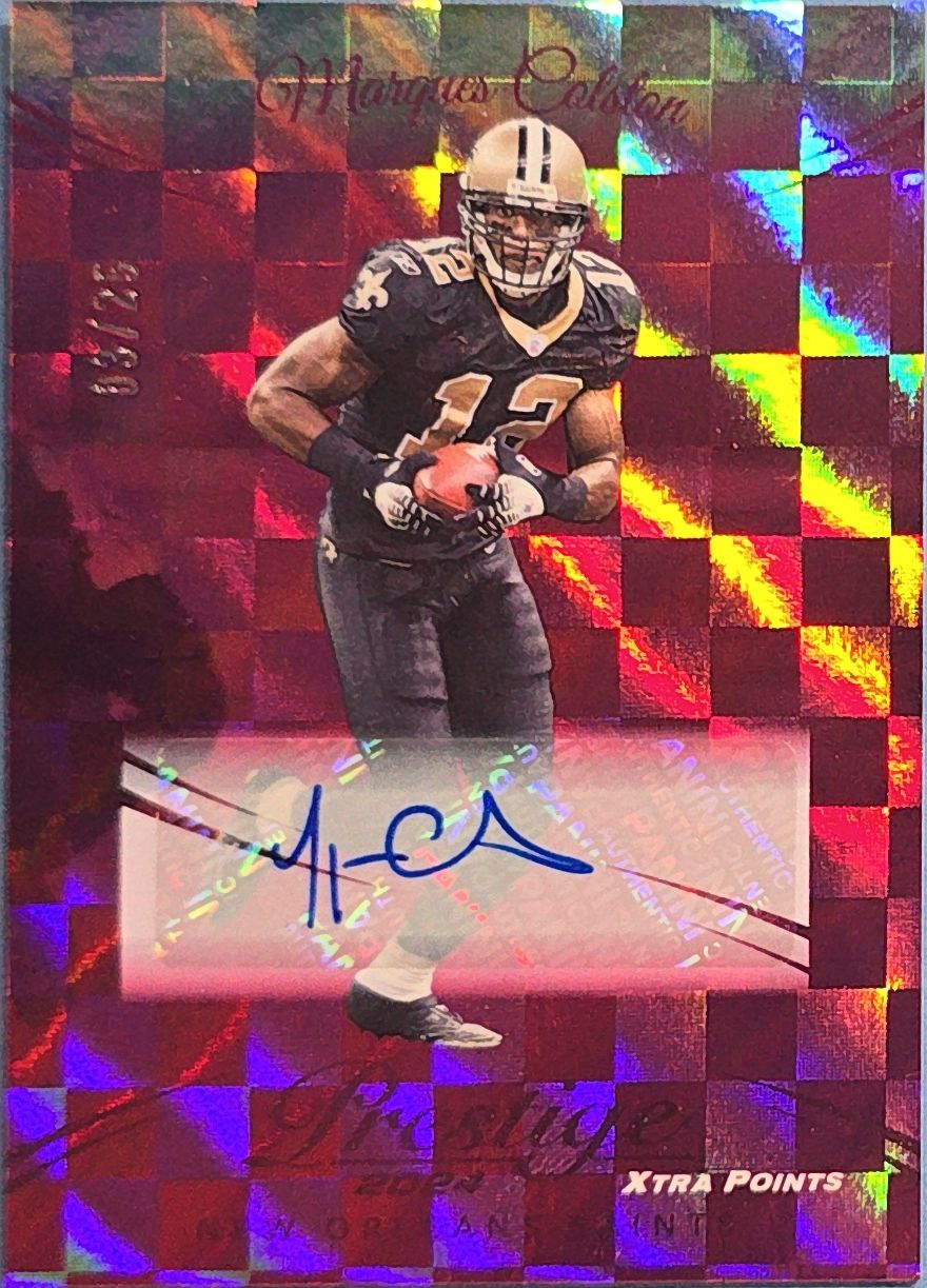 Marques Colston 2024 Panini Prestige Xtra Points Premium Pink Signature #218 Auto /25
