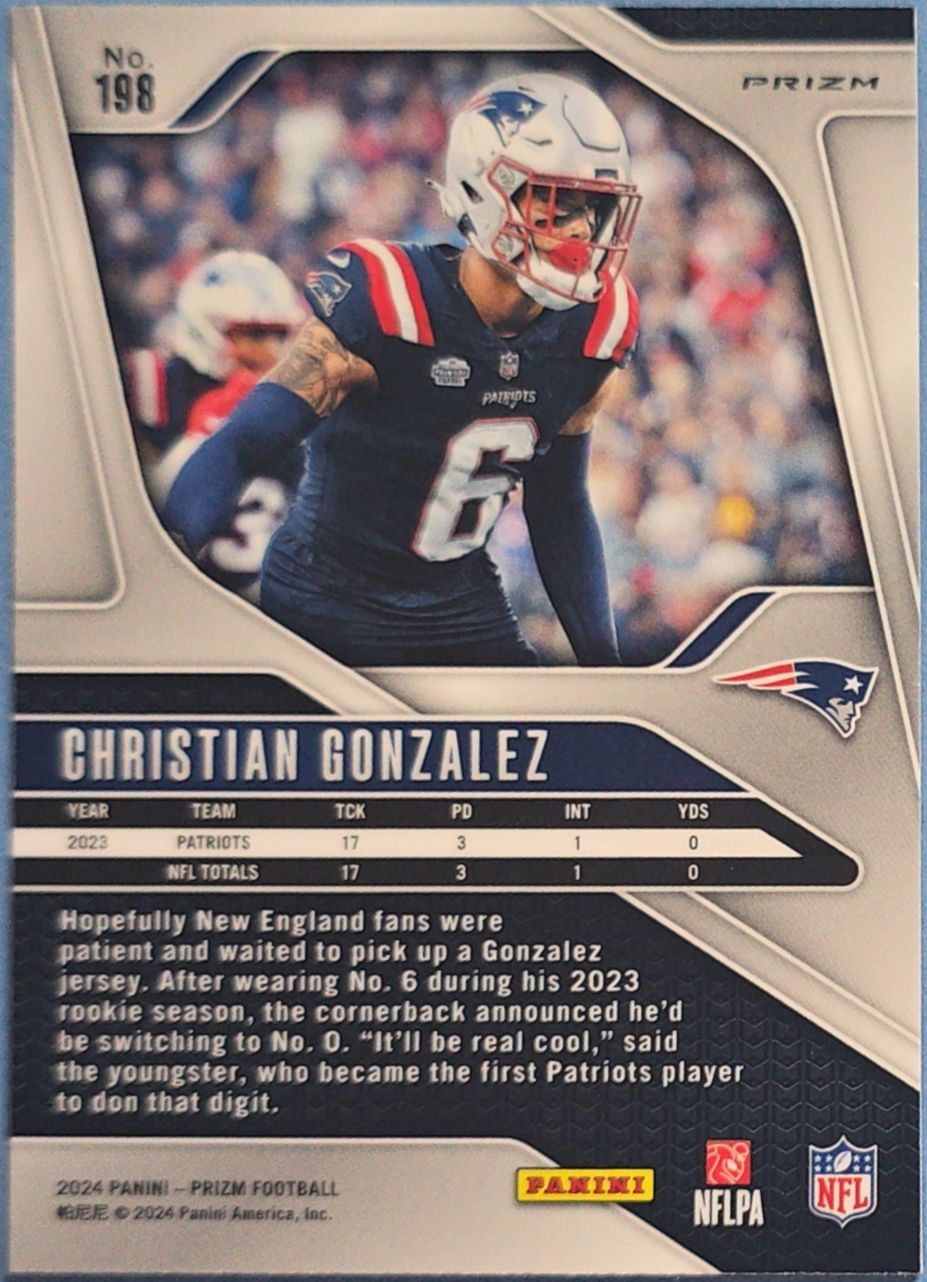 Christian Gonzalez 2024 Panini Orange Lazer Prizm #198