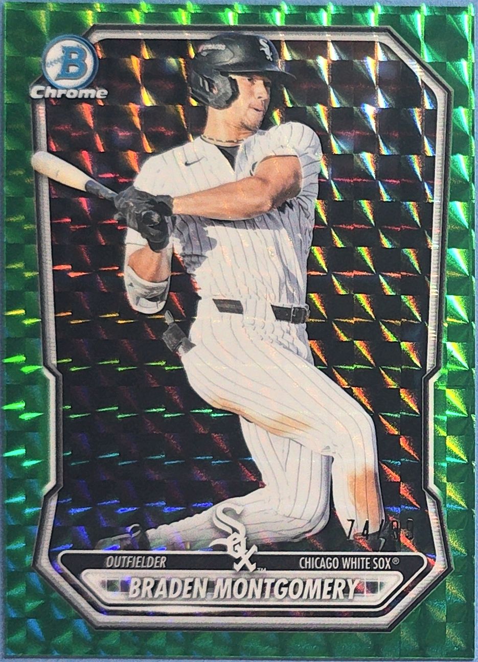 Braden Montgomery 2026 Bowman Chrome Prospects Green Geometric Refractor #BCP-53 (RC) /99