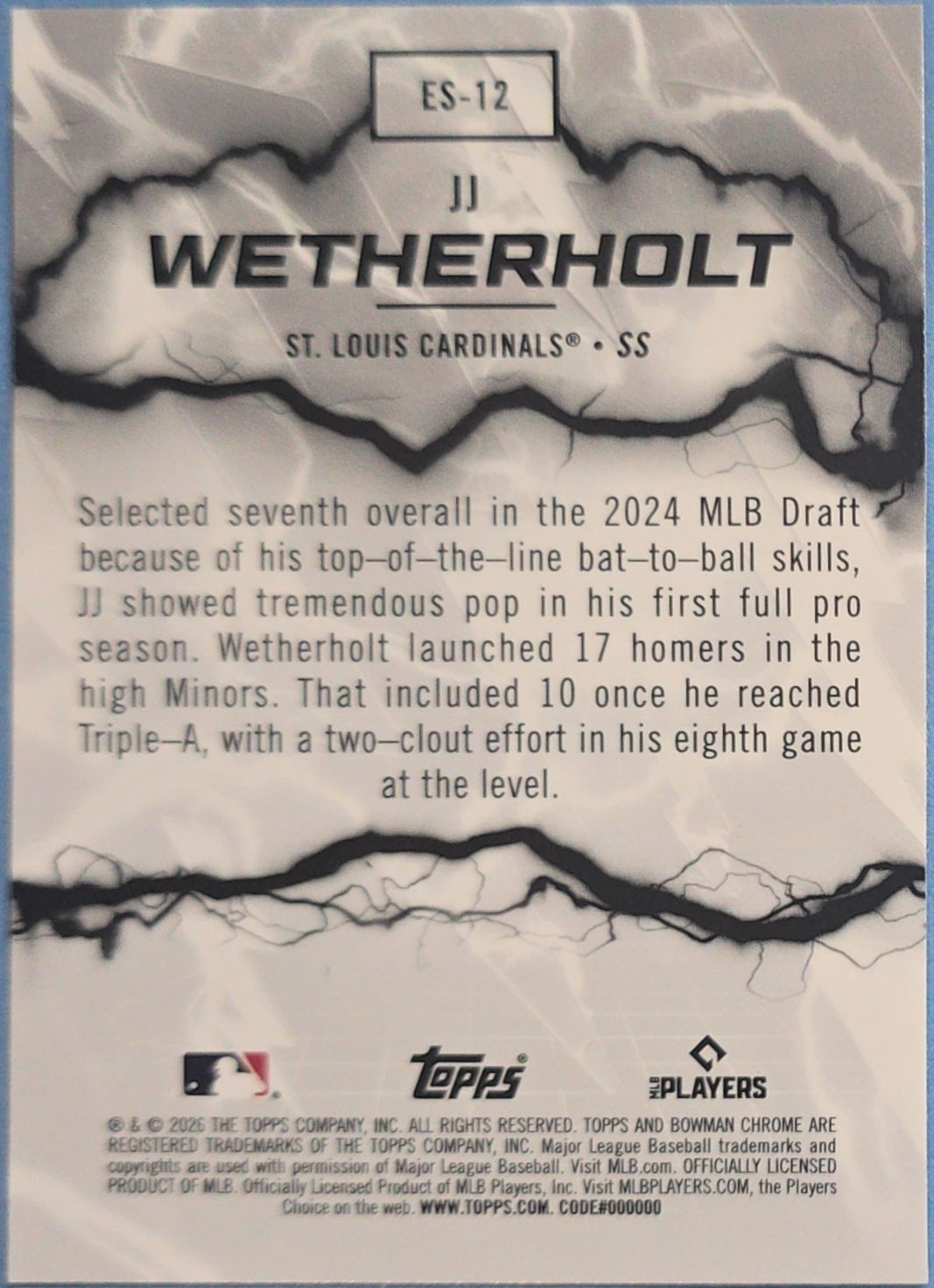 JJ Wetherholt 2026 Bowman Chrome - Electric Sluggers #ES-12