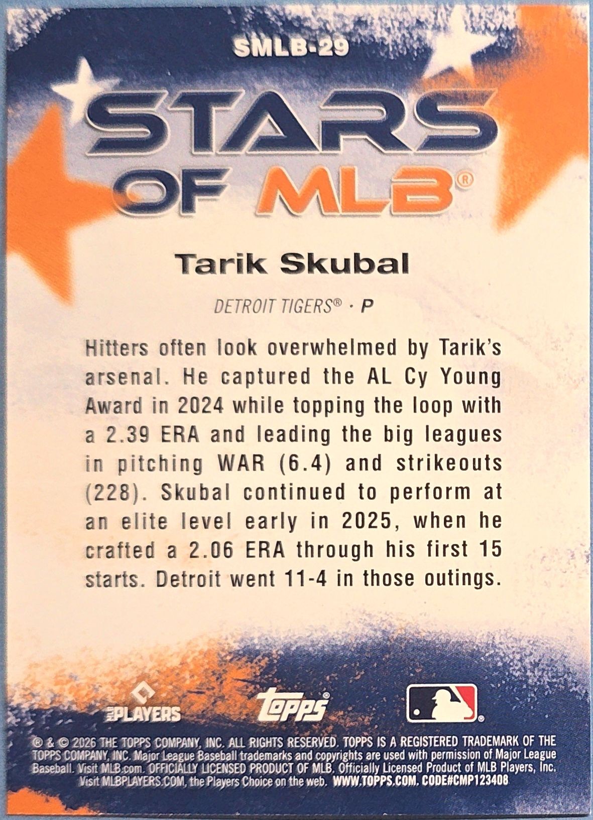 Tarik Skubal 2026 Topps Chrome Stars of MLB #SMLB-29
