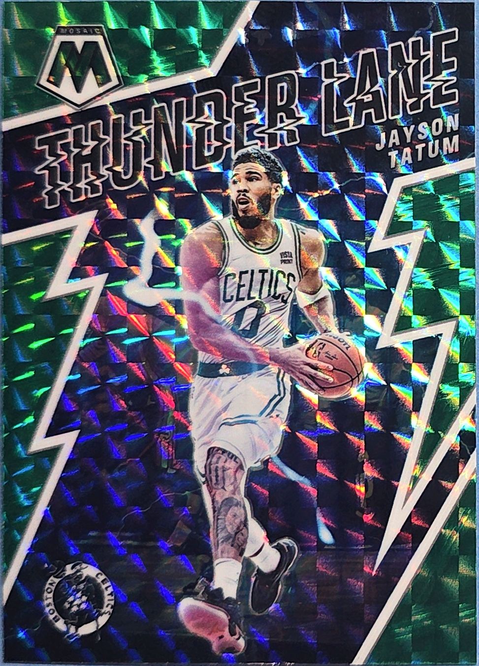 Jayson Tatum 2021-22 Panini Mosaic - Thunder Lane Green Mosaic Prizm #2