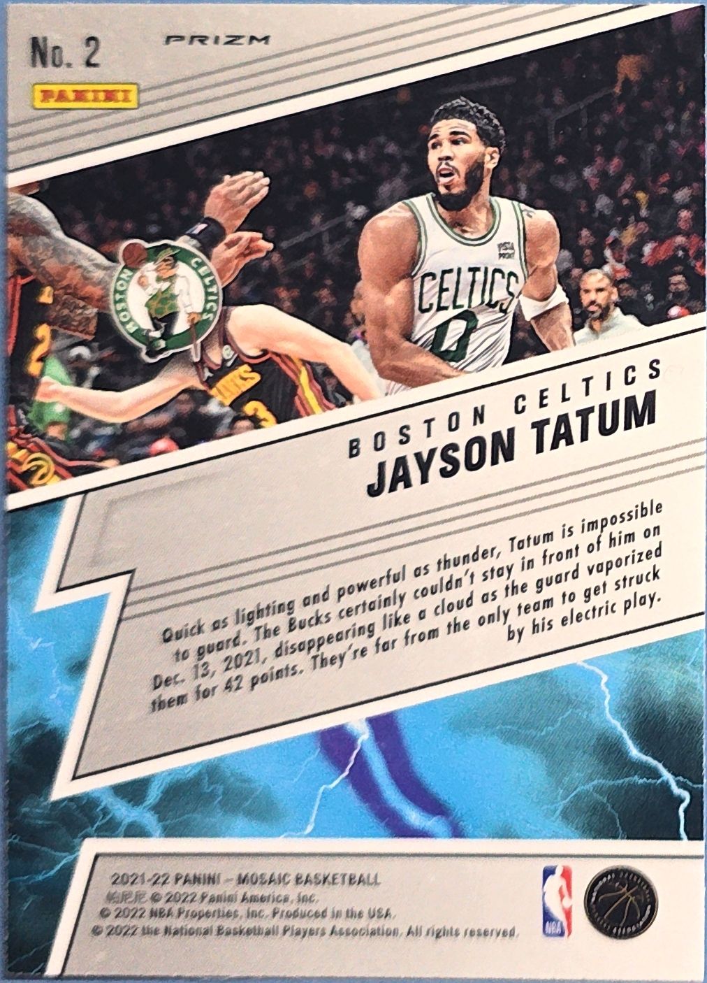 Jayson Tatum 2021-22 Panini Mosaic - Thunder Lane Green Mosaic Prizm #2