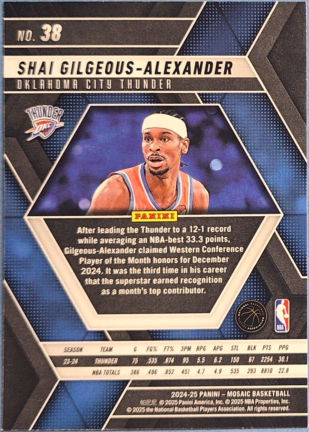 Shai Gilgeous-Alexander 2024-25 Panini Mosaic #38